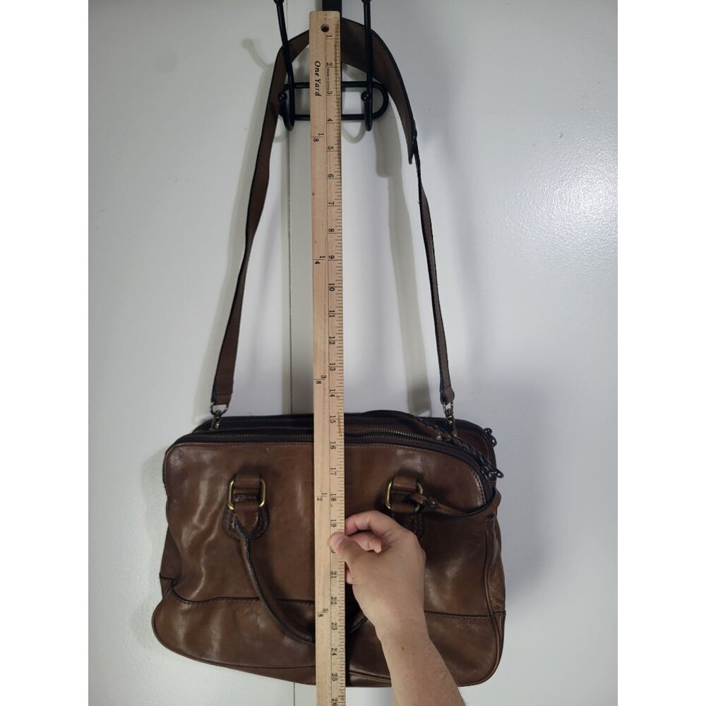 FRYE Jamie Satchel Brown Leather Double Handle Travel Work Bag Purse - Picture 12 of 12